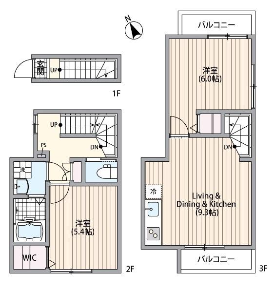 ミハス三軒茶屋(2DK/2階)の間取り写真