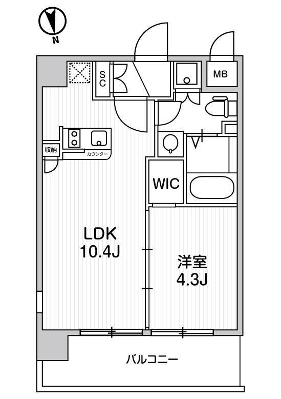 アーデン麻布十番(1LDK/7階)の間取り写真