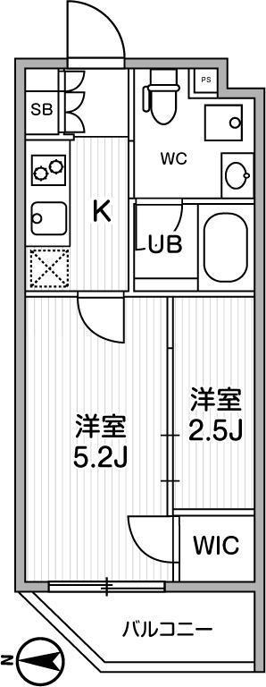 リテラス清澄白河(1DK/3階)の間取り写真