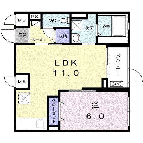 カーサ アリビオ(1LDK/1階)の間取り写真