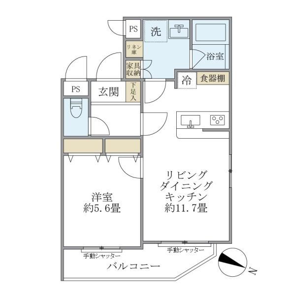 THE SHINAGAWA イースト RESIDENCE(1LDK/1階)の間取り写真
