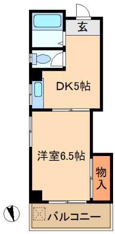 市村第2ビル(1DK/4階)の間取り写真