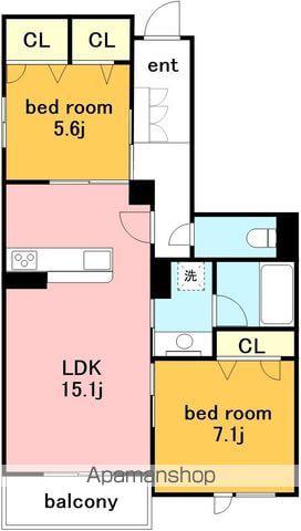 シャトーグラン(2LDK/3階)の間取り写真