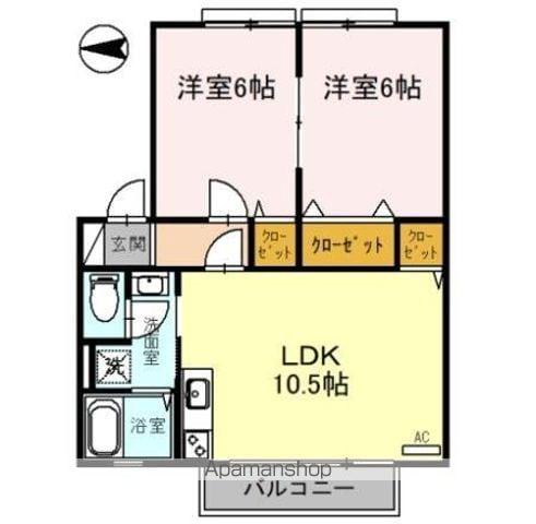 ウィンディアおだC(2LDK/2階)の間取り写真