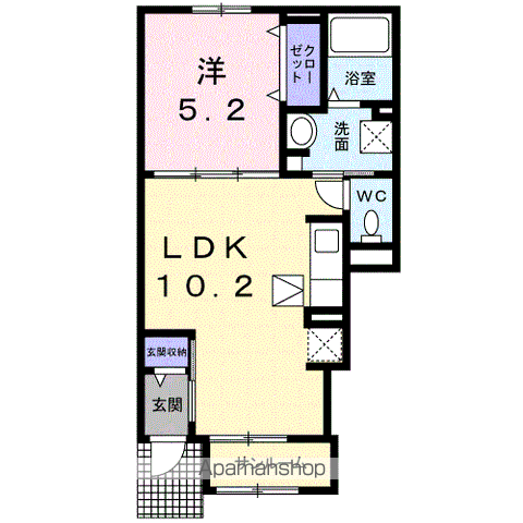 シュティル シエーネ A(1LDK/1階)の間取り写真