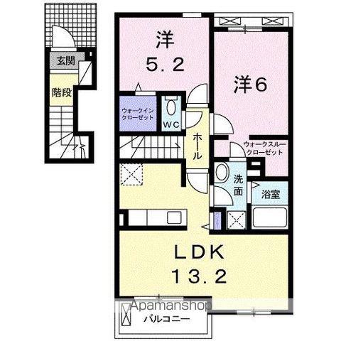 パルガーデン中央インターⅢ(2LDK/2階)の間取り写真