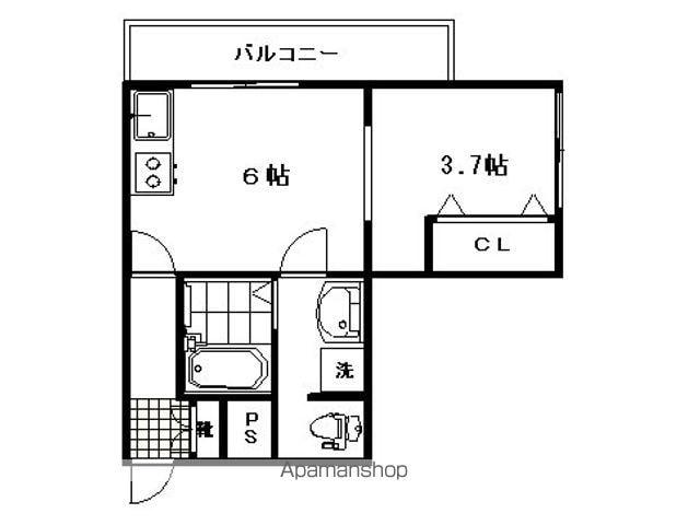 メリディアン国見弐番館(ワンルーム/2階)の間取り写真