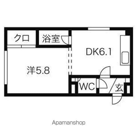 ハーベストⅡ(1DK/1階)の間取り写真