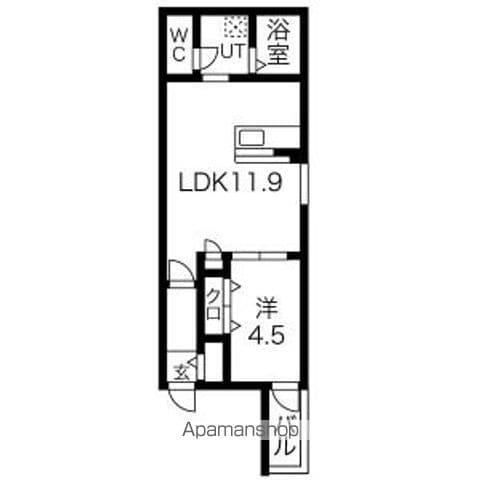 DEVELD千原(1LDK/2階)の間取り写真