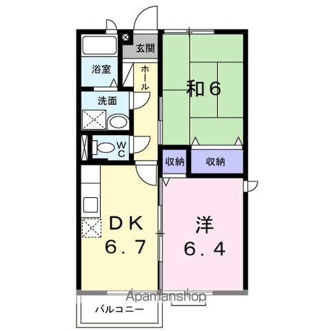 CHERRYSTREETⅣ(2DK/2階)の間取り写真