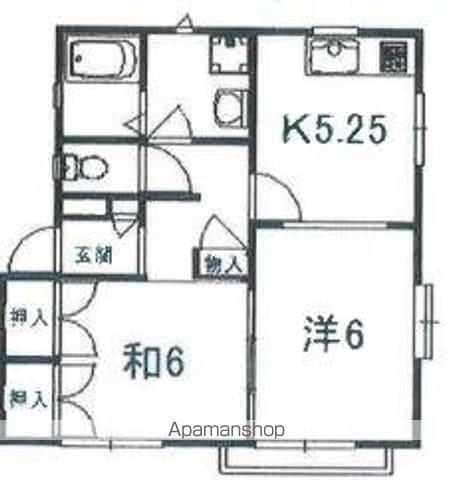 コーポアルファB棟(2K/2階)の間取り写真