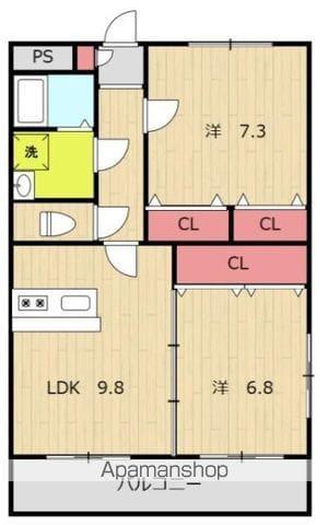 リージングマンション(2LDK/2階)の間取り写真