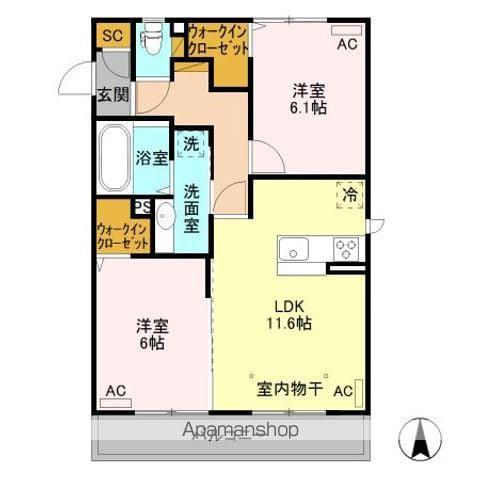 イリス デ マレ(2LDK/2階)の間取り写真