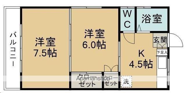 コーポ山内(2K/2階)の間取り写真