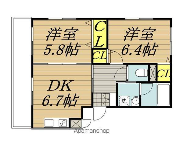 アンティエ(2DK/3階)の間取り写真