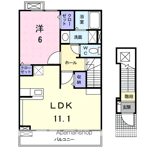 シャロットⅤ番館(1LDK/2階)の間取り写真