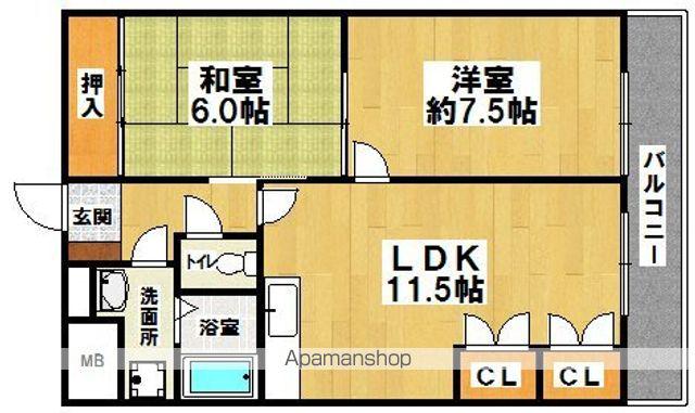 ルナ我孫子(2LDK/4階)の間取り写真