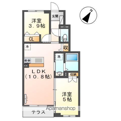 ソレイユ(2LDK/1階)の間取り写真