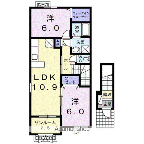 プリム・ヴェールⅡ(2LDK/2階)の間取り写真