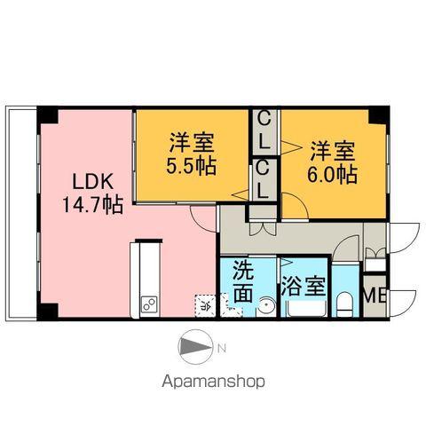 CRECER ウエスト(2LDK/3階)の間取り写真