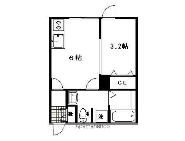 メリディアン国見弐番館(ワンルーム/1階)の間取り写真