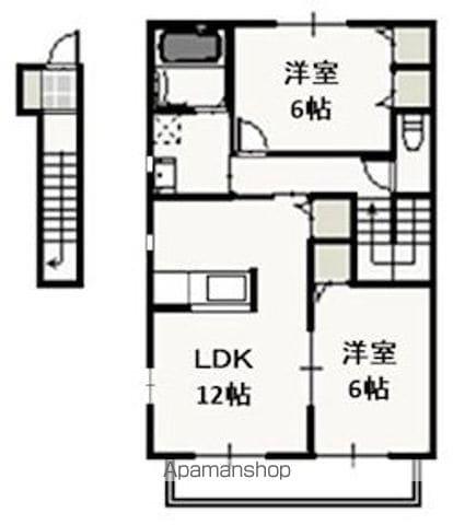 シャルマン2(2LDK/2階)の間取り写真