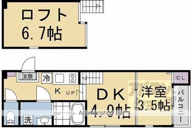 ハーモニーテラス淀新町II(1DK/1階)の間取り写真