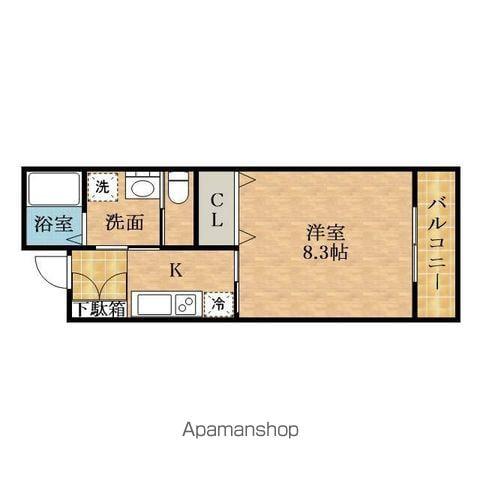 サンビレッジ府中(1K/1階)の間取り写真