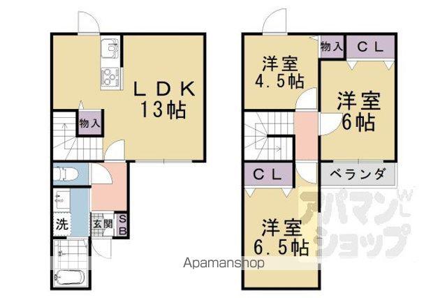 京都市東西線 御陵駅 徒歩5分 2階建 築1年(3LDK)の間取り写真