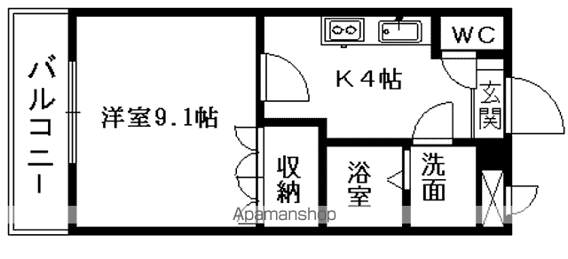 ラファエル(1K/2階)の間取り写真
