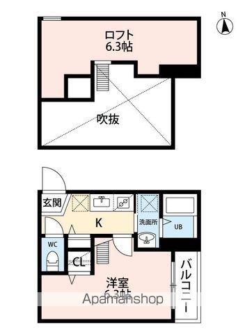 ソフィアHJ2(1K/2階)の間取り写真