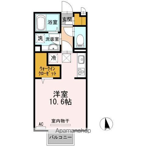 エントラール A(ワンルーム/1階)の間取り写真