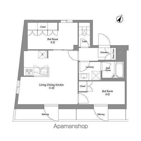 ザ・レジデンス用賀(2LDK/4階)の間取り写真