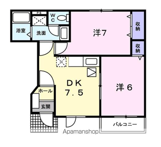 エレガンシアⅠ(2DK/1階)の間取り写真