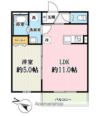 キャメル入間黒須A(1LDK/2階)の間取り写真