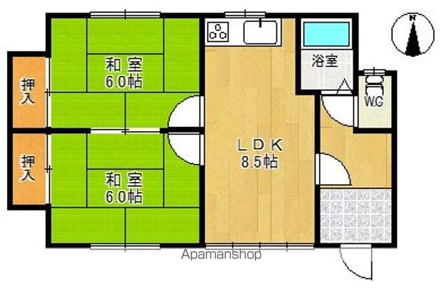 北海道帯広市 1階建 築57年(2DK)の間取り写真