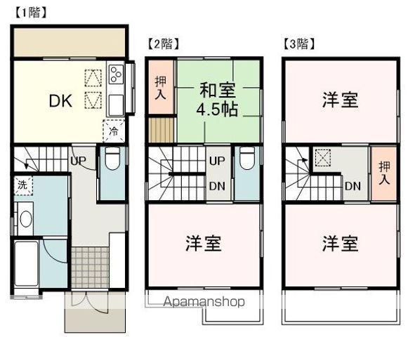 東海道本線 静岡駅 バス乗車時間：22分 安西五丁目バス停で下車 徒歩3分 3階建 築31年(4DK)の間取り写真