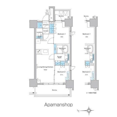 ルフォンプログレ門前仲町プレミア(2LDK/8階)の間取り写真