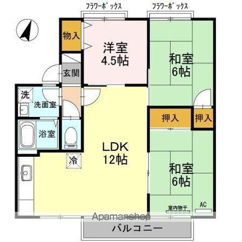 メゾン萩原B棟(3LDK/2階)の間取り写真