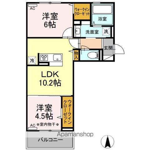 ピュア大里Ⅰ(2LDK/3階)の間取り写真