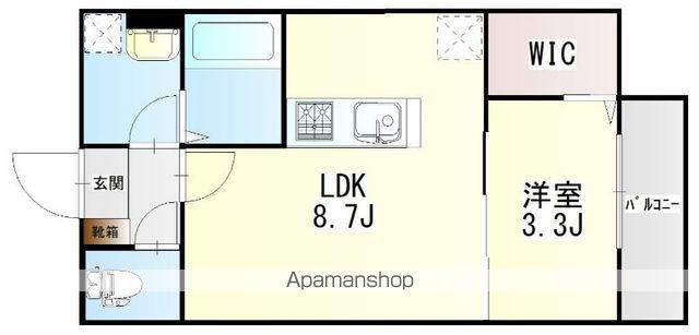 パインビレッジB棟(1LDK/2階)の間取り写真