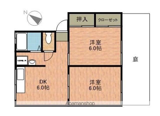 シティハイム多賀(2DK/1階)の間取り写真