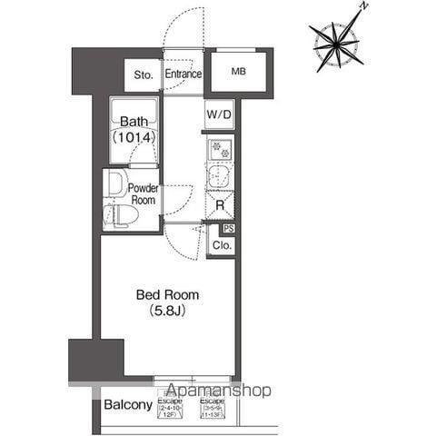 スタイリオフィット溝の口(1K/13階)の間取り写真