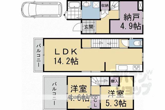 近鉄京都線 伏見駅(京都) 徒歩10分 3階建 築2年(3LDK)の間取り写真