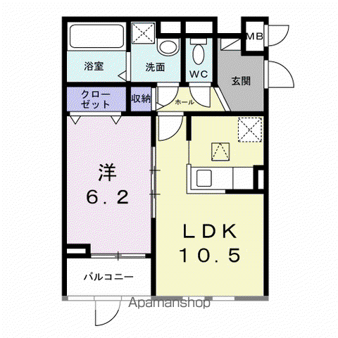 ロイヤルメゾン北巽 Ⅰ(1LDK/1階)の間取り写真
