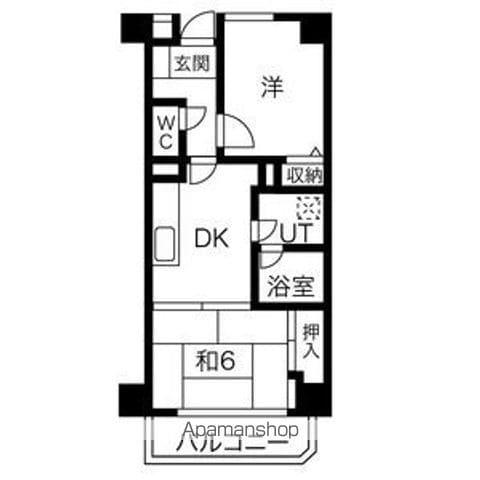 フラットハウス及川(2DK/6階)の間取り写真