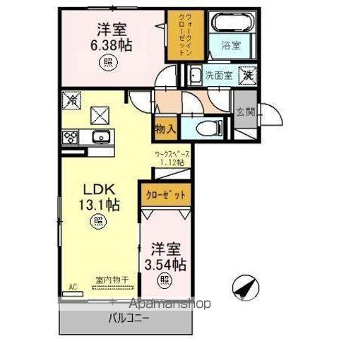 カーサ近江富士(2LDK/1階)の間取り写真