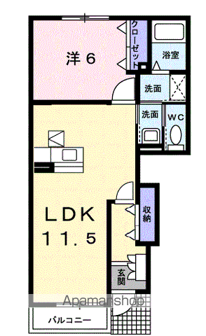 サニーヒル(1LDK/1階)の間取り写真