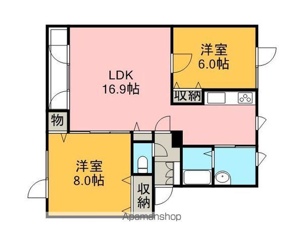ライトハウスⅡ(2LDK/2階)の間取り写真