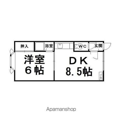 ハイツサニーヒルⅢ(1DK/2階)の間取り写真